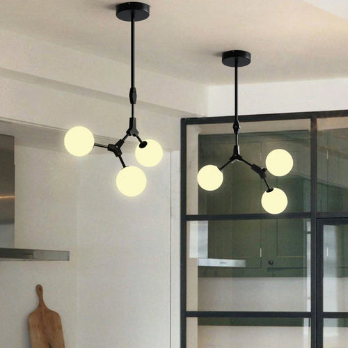 Minimalist glass chandelier for elegant lighting - vue 6 sur 12