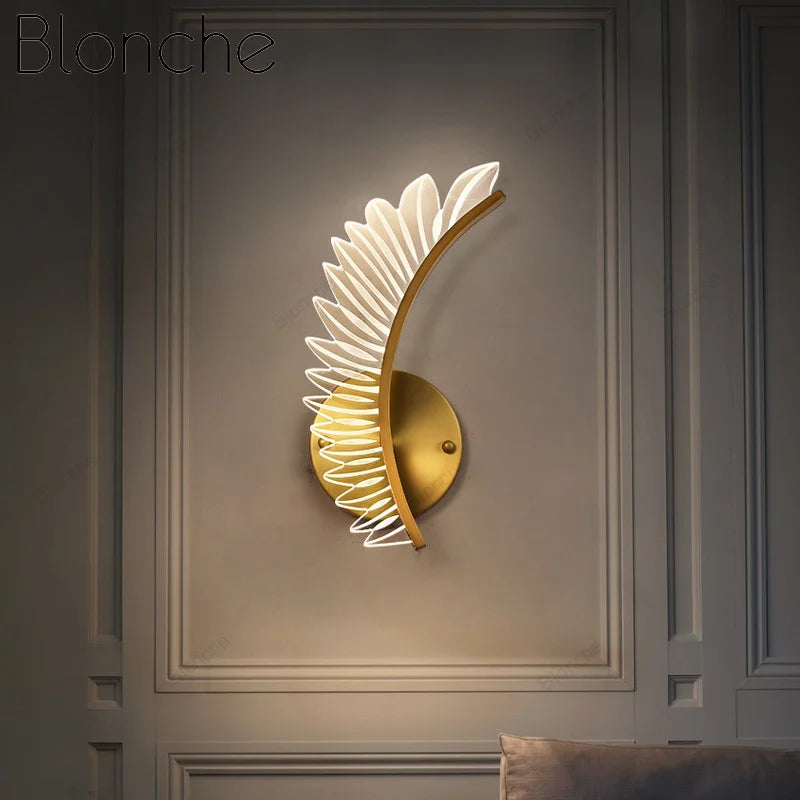 Creative gold wing wall light for indoor use