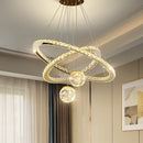 Modern LED crystal chandelier gold ring star glass ball