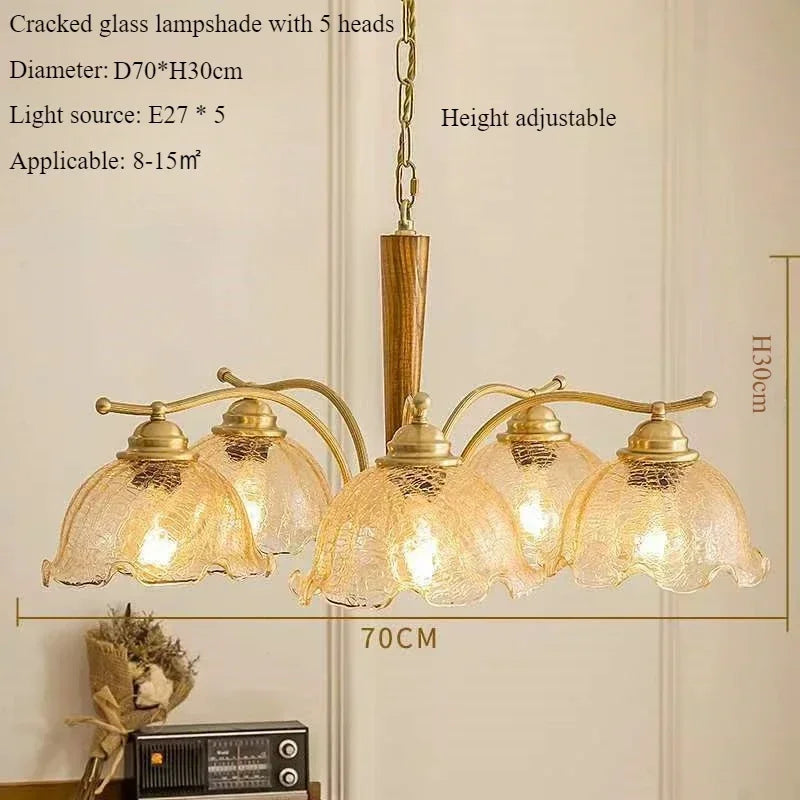 Nordic retro pendant light with pleated fabric shade decorative lamp - vue 10 sur 11