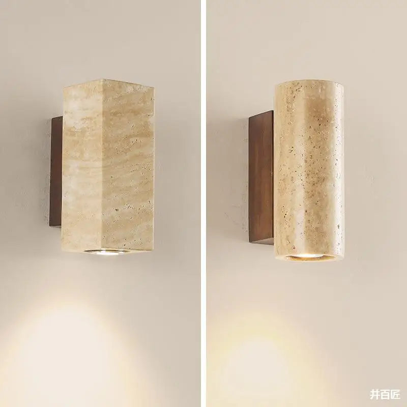 Wabi-sabi LED wall light in natural stone - vue 6 sur 14