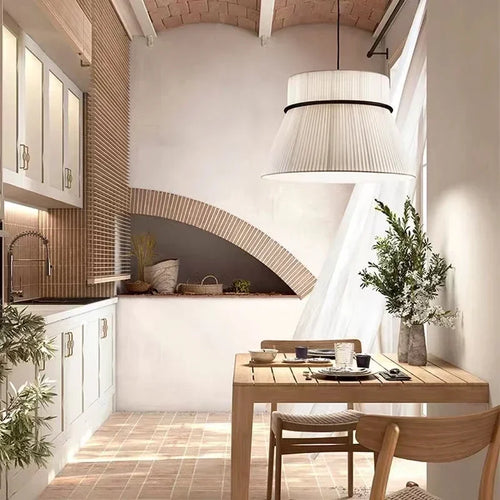 Nordic artistic fabric pendant light with vertical grain - vue 5 sur 12