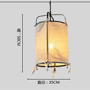suspension style japonais en fer et lin décorative - vue 8 sur 9