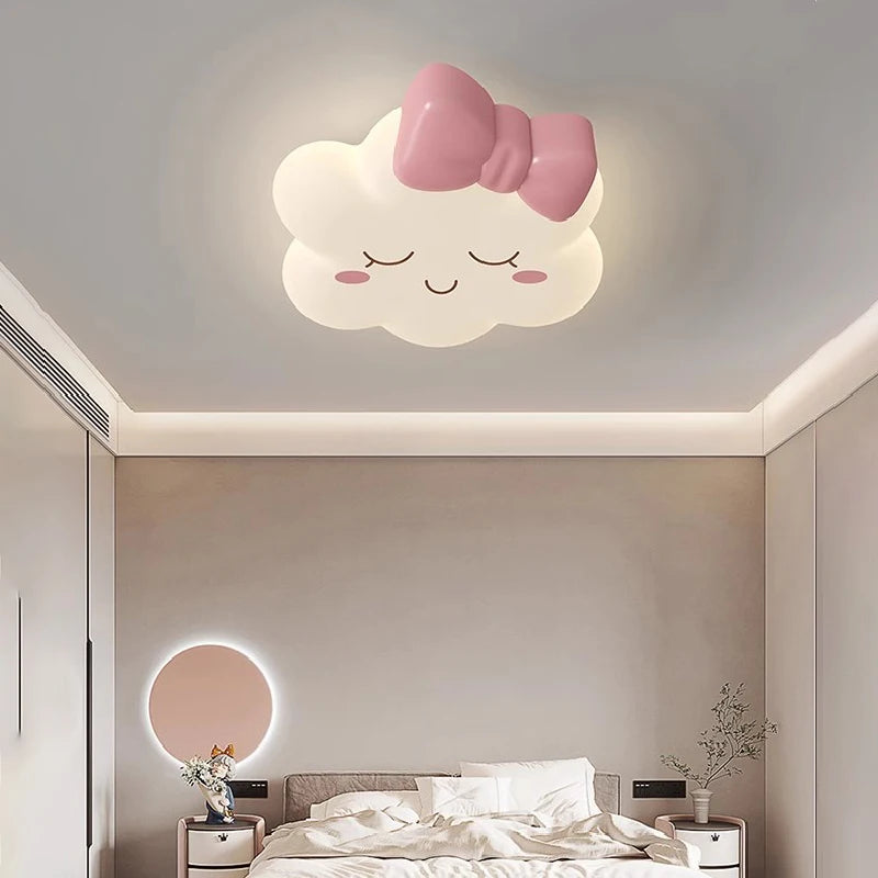 Pink cloud ceiling light for a romantic and cosy children's bedroom