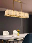 Elegant round rectangular natural marble chandelier