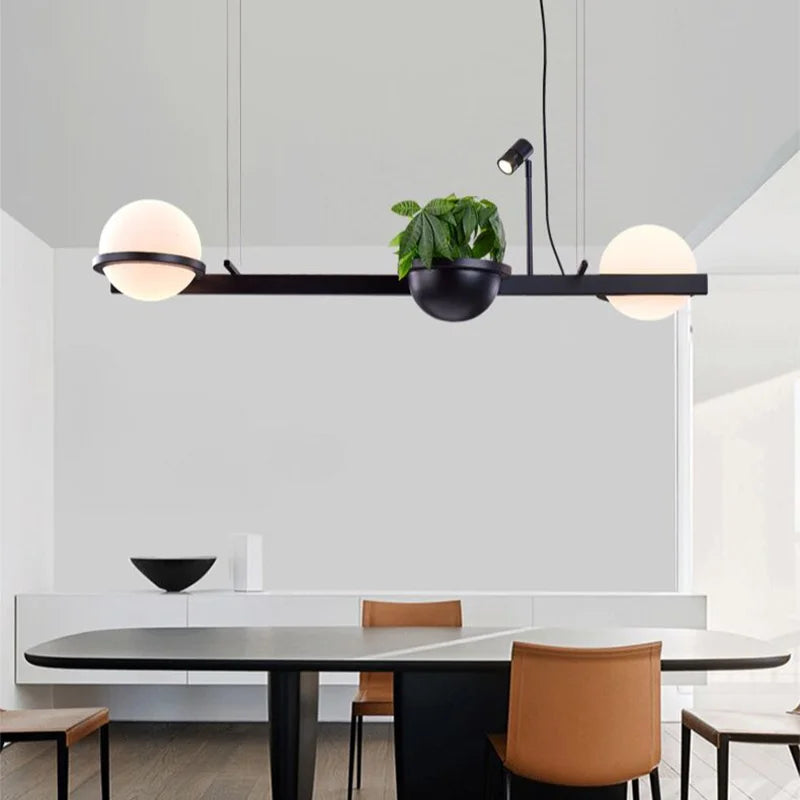 Nordic chandelier with hanging artificial potted plant