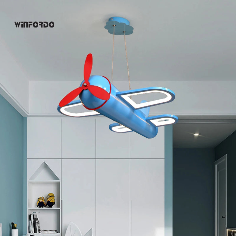 Modern LED chandelier airplane design for baby boys