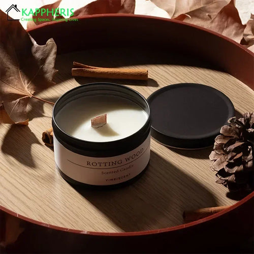 scented candles in tin cans with dried flowers - vue 3 sur 7