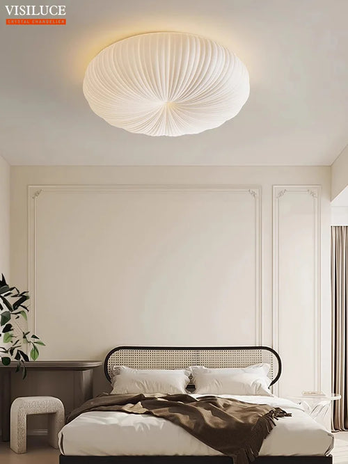 Modern LED ceiling light with pumpkin shade, dimmable - vue 4 sur 7