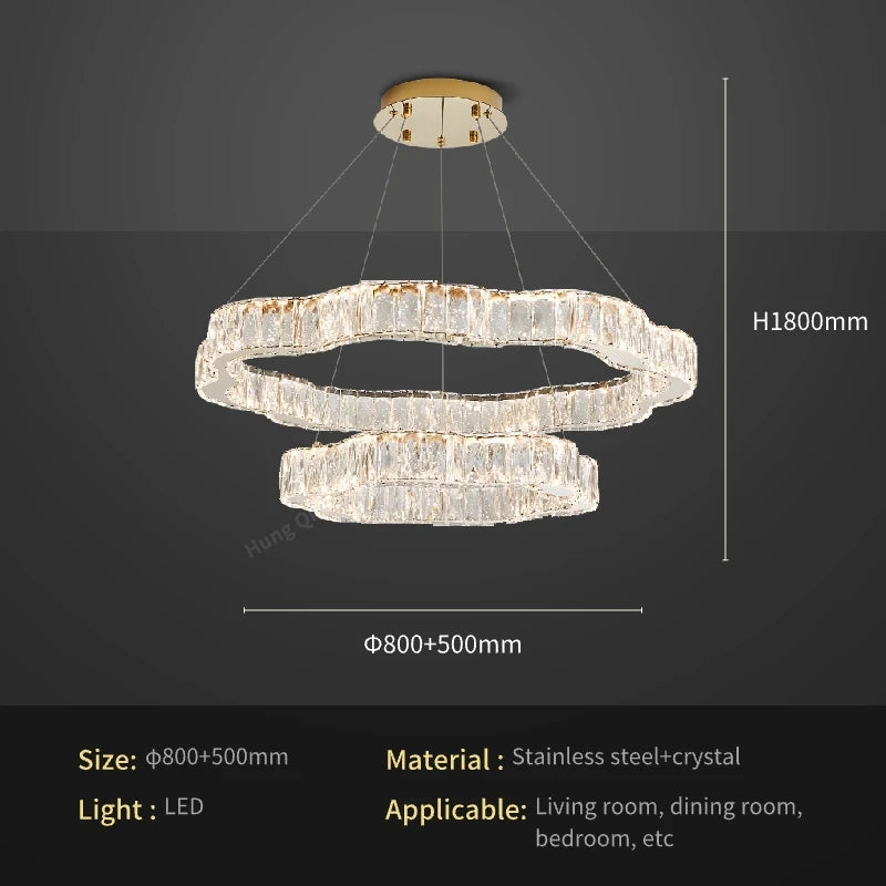 Modern crystal chandelier with elegant LED design - vue 9 sur 13