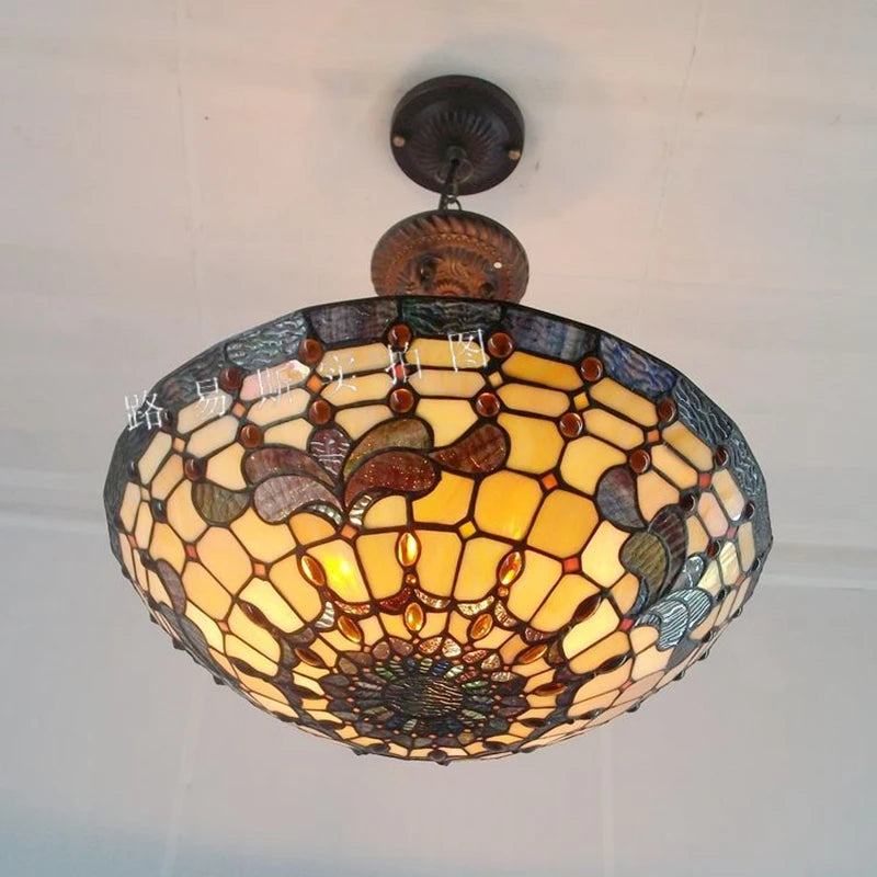 Classic European style Tiffany glass chandelier for interior decoration