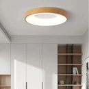 Modern circular ultra-thin wood grain LED ceiling light