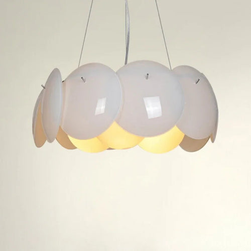 Elegant and simple modern round glass three-light pendant - vue 3 sur 3