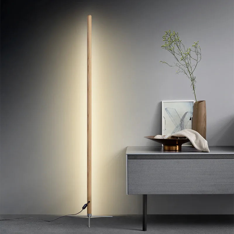 Modern wooden floor lamp with 360-degree adjustable ambient light