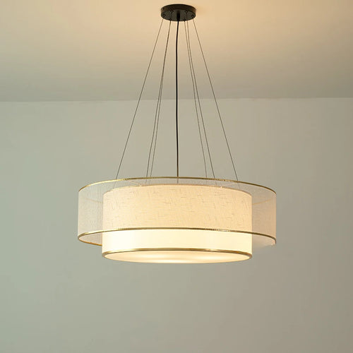 Modern circular fabric chandelier for elegant interiors - vue 2 sur 8