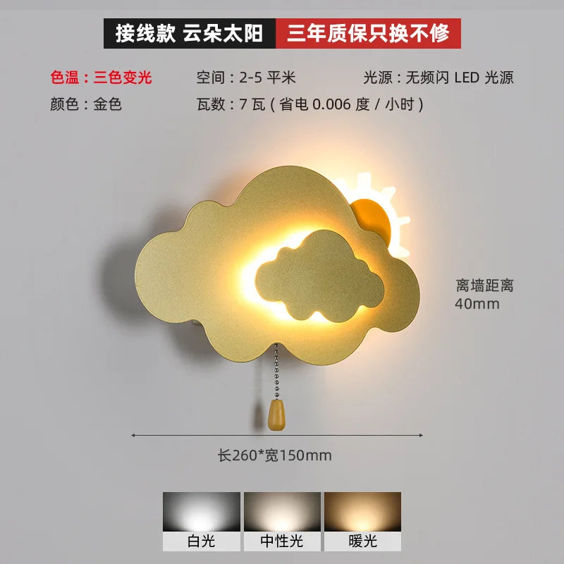 Artistic cloud design wall light for interior decoration