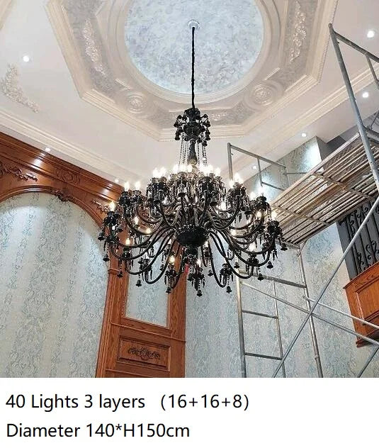 European black crystal chandelier with LED candle lights