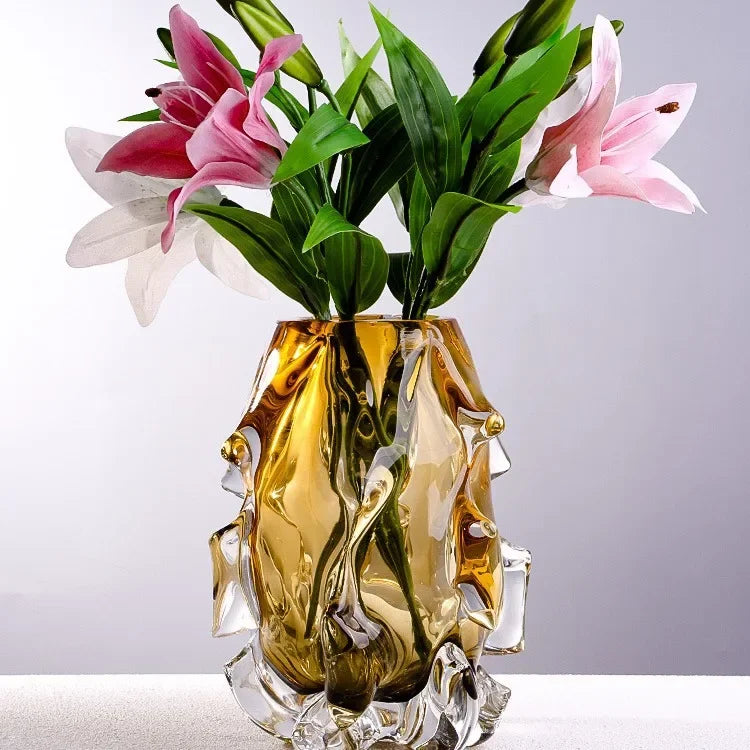 gradient glass vase for modern decoration and floral arrangement