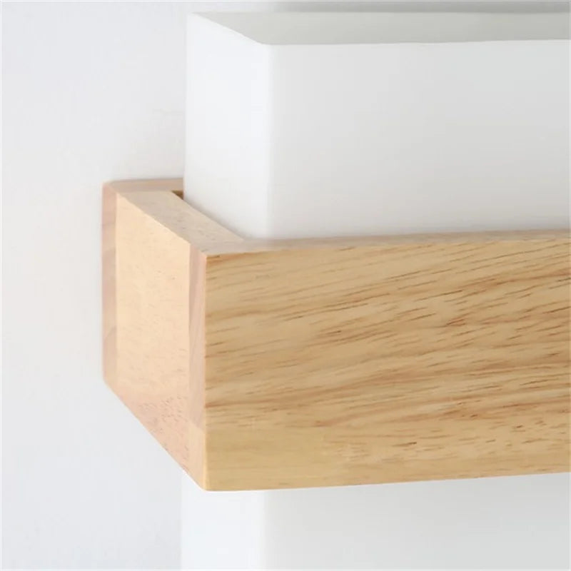Modern wood and glass wall light decorative lighting - vue 6 sur 6
