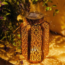 Retro solar lantern with cut-out pattern for outdoor and decoration