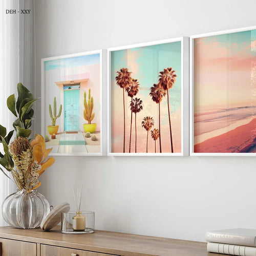 Nordic wall art beach landscape cactus home decor
