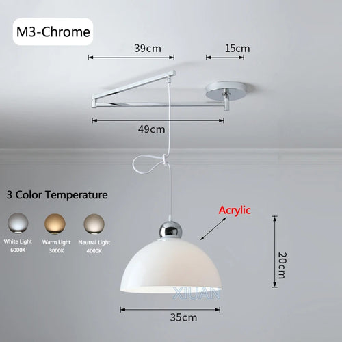 Modern swinging arm LED pendant light - vue 25 sur 30