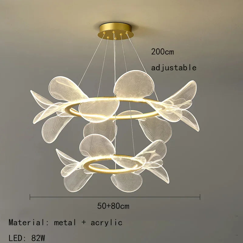 Modern acrylic flower LED chandelier luxury - vue 9 sur 10