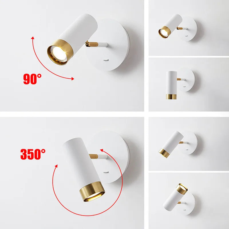 Modern rotating LED wall light with adjustable indoor lighting - vue 4 sur 8
