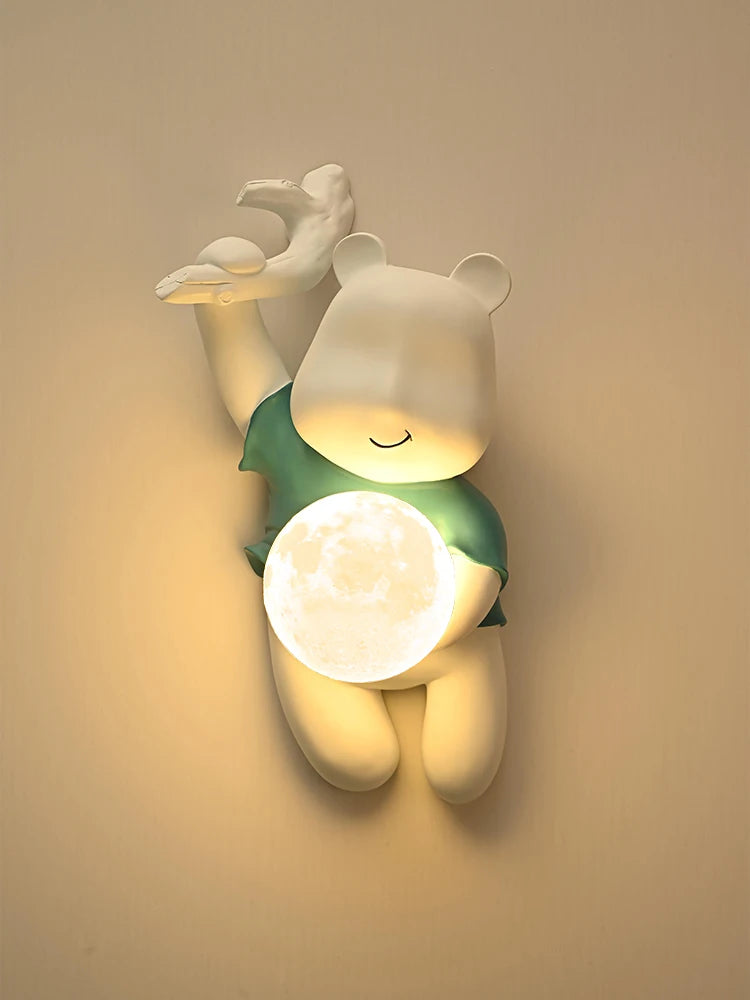 Modern bear wall light for children's room and living room