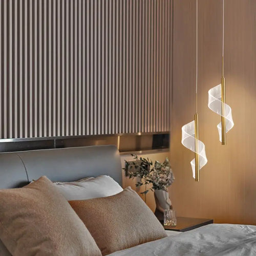 Modern wavy glass geometric chandelier for interior decor - vue 2 sur 14