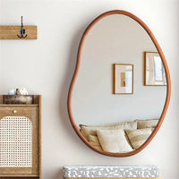 large decorative wall mirror with solid wood frame