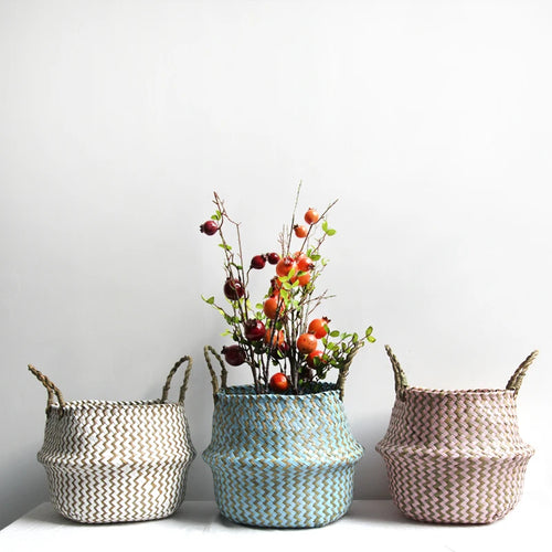 handmade foldable boho decor wicker storage baskets - vue 4 sur 8