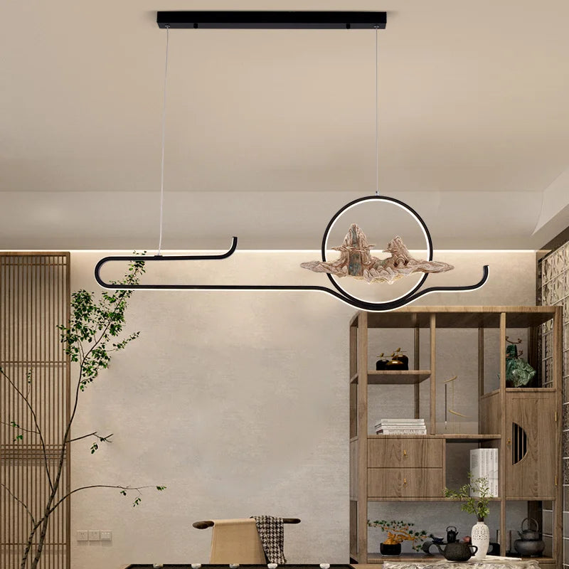 Chinese style pendant light for a zen and modern atmosphere - vue 4 sur 14