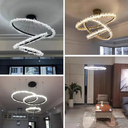 Luxury modern crystal chandelier decorative pendant light - vue 5 sur 16