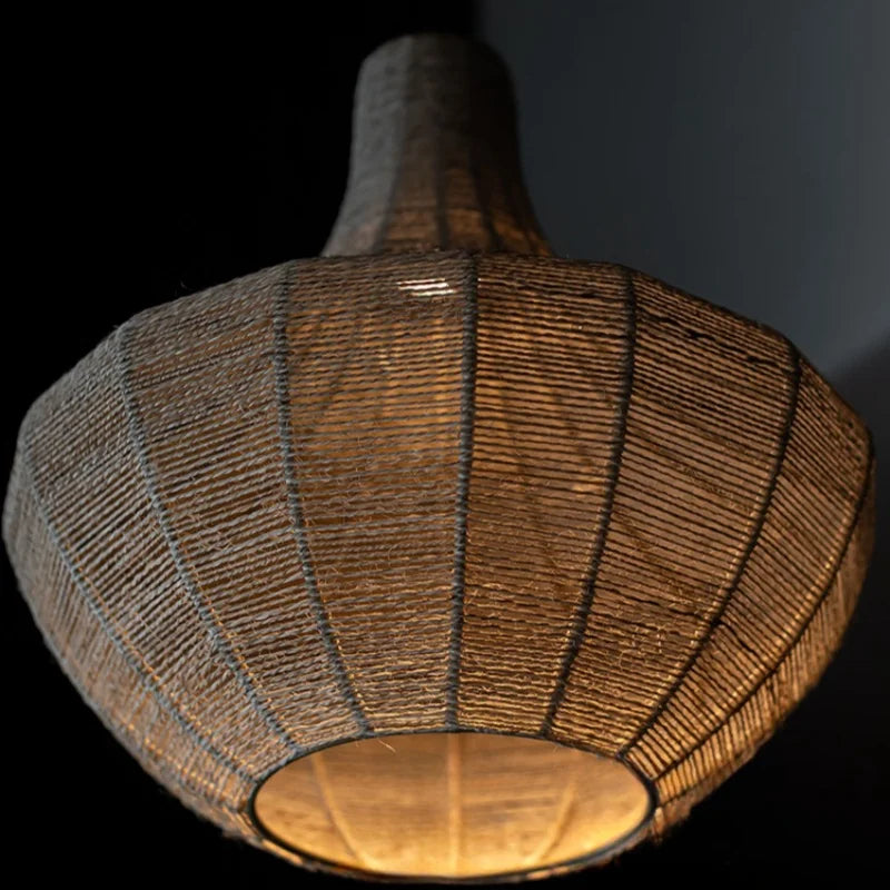 Handwoven hemp rope chandelier wabi sabi style - vue 5 sur 10