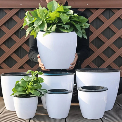 Automatic plastic plant pot with porcelain effect - vue 2 sur 12
