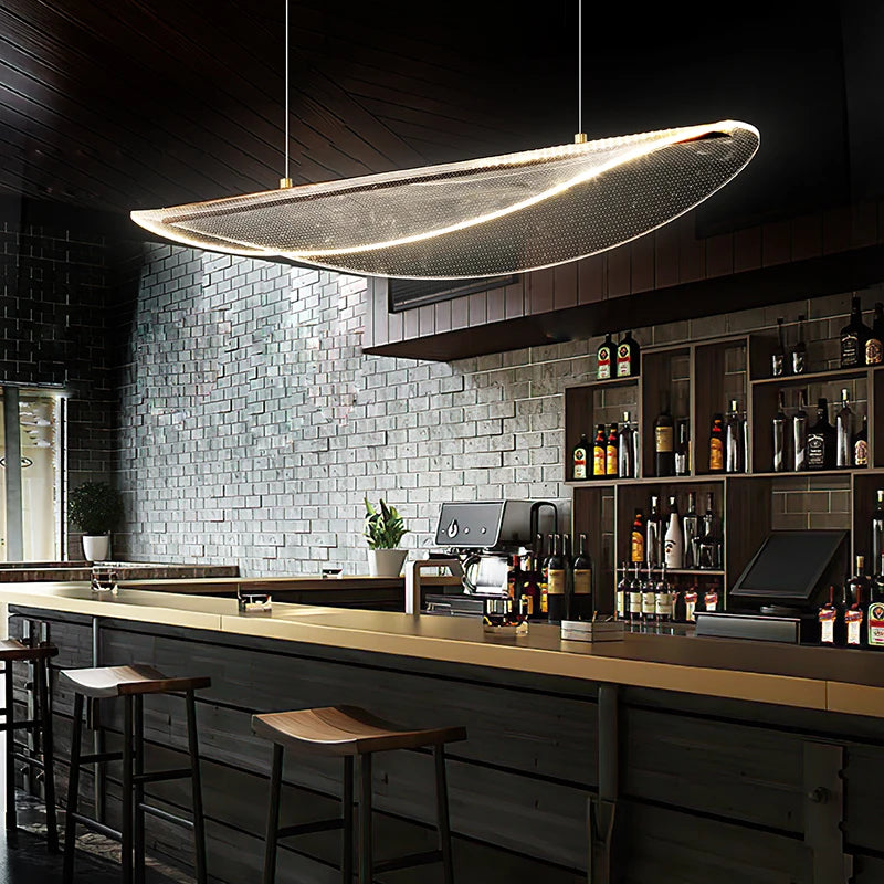 Modern designer iron and acrylic pendant light for a luxury atmosphere - vue 3 sur 8