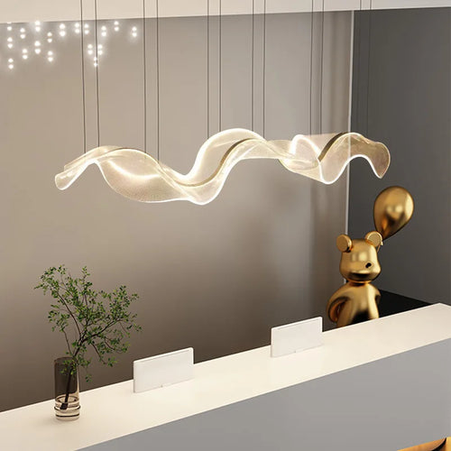 Modern design LED chandelier for interior adjustable in transparent acrylic - vue 2 sur 8