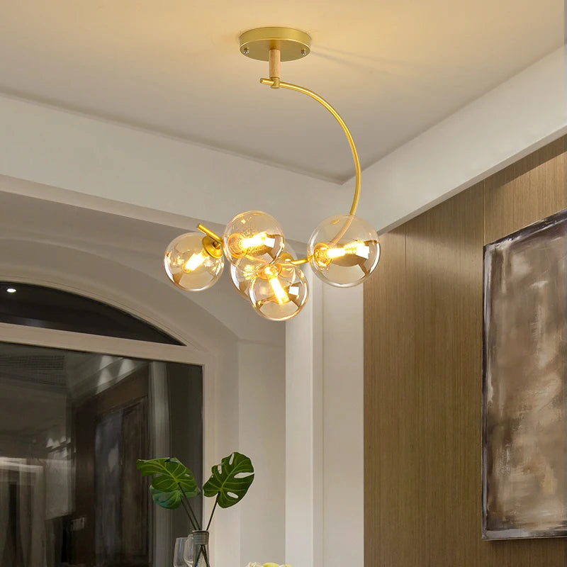Nordic glass ceiling light with multicolour shade for indoor decor