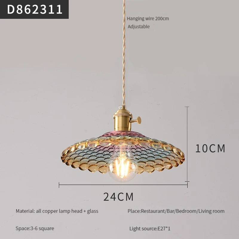 Modern brass and glass pendant light for interiors - vue 16 sur 30