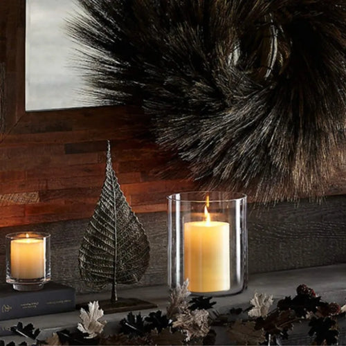 Transparent glass cup-shaped candle holders for festive home decoration - vue 6 sur 10