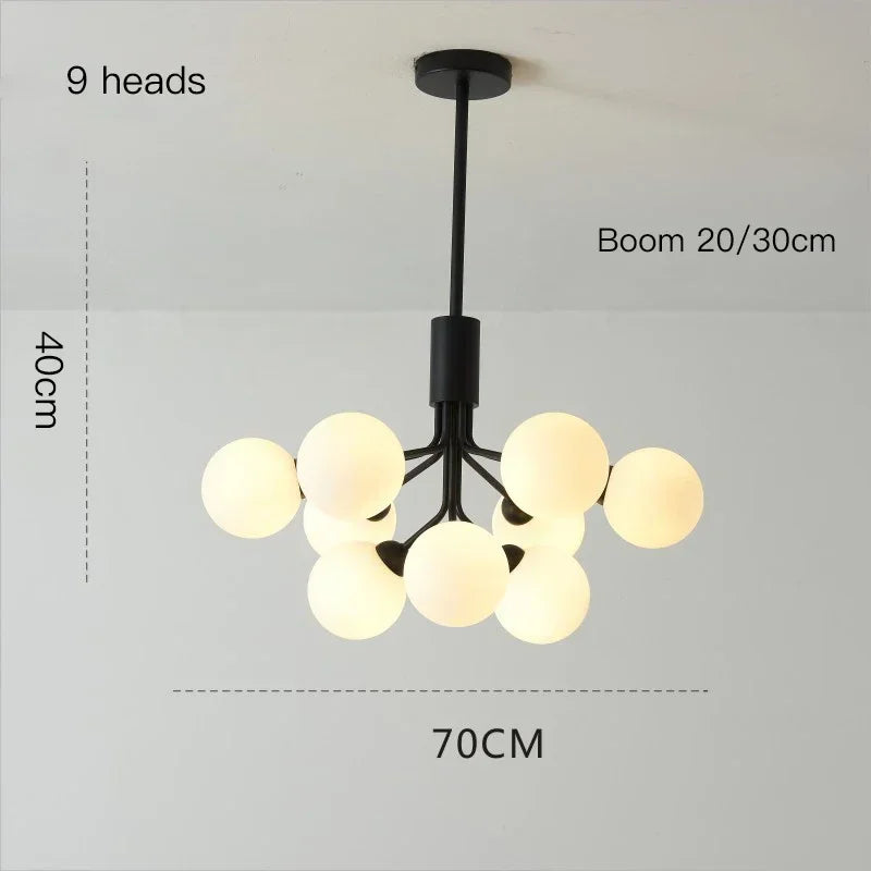 Modern glass bubble and flower decorative chandelier - vue 11 sur 12