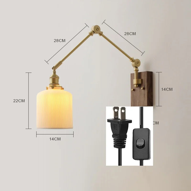 iwhd Copper swing arm LED wall light with pull chain switch - vue 13 sur 23