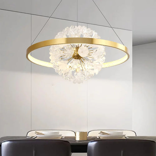 Modern flower-shaped glass chandelier for indoor lighting - vue 3 sur 17