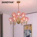 Modern LED ceiling pendant with glass ball decorative light