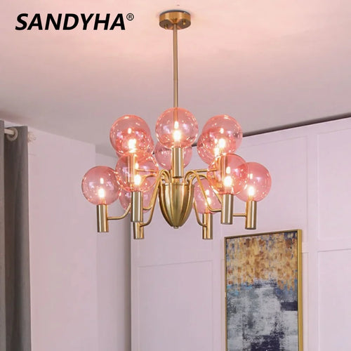 Modern LED ceiling pendant with glass ball decorative light