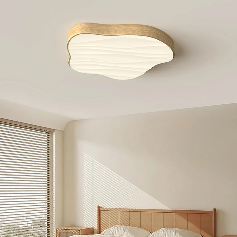 Modern simple wood grain chandeliers for home lighting - vue 5 sur 14