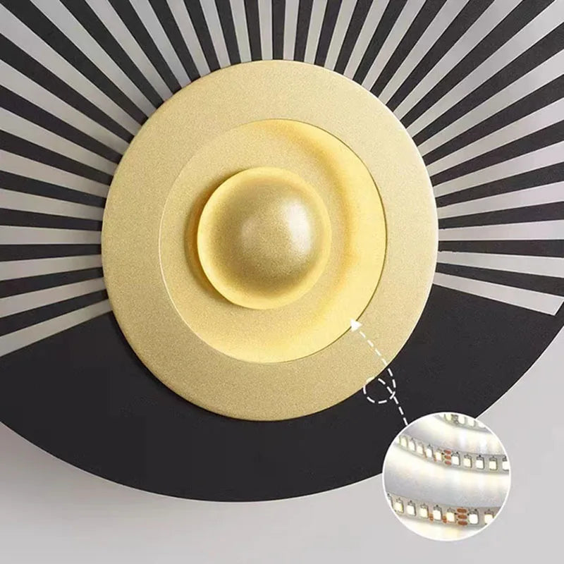 Round art deco LED wall light for a warm atmosphere - vue 5 sur 12