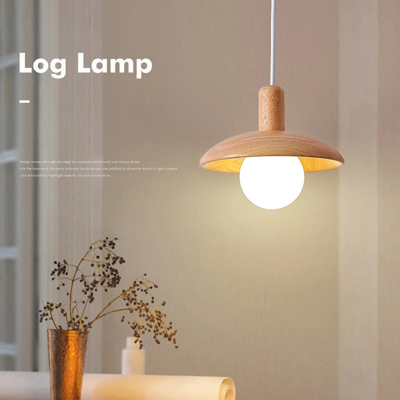 Nordic style creative wood LED log chandelier