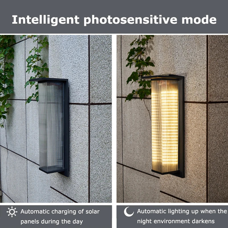 Waterproof solar wall light for outdoor night lighting - vue 4 sur 7